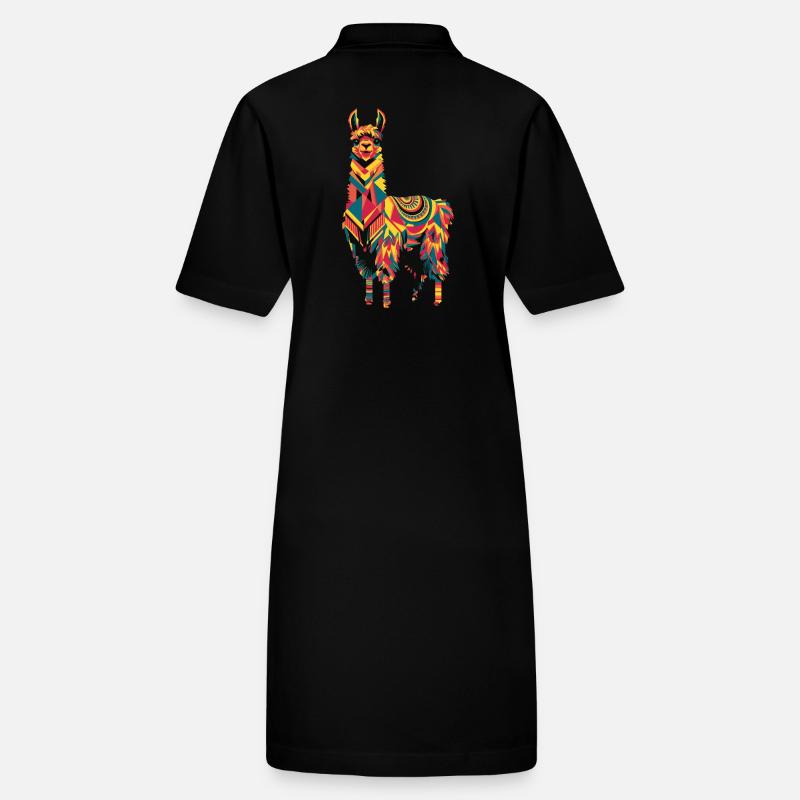 Colorful llama in geometric style Stanley/Stella PAIGER Organic Women’s Polo Dress