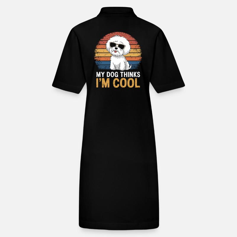 Bichon frisé Mon chien pense que je suis cool Robe polo bio PAIGER Stanley/Stella Femme