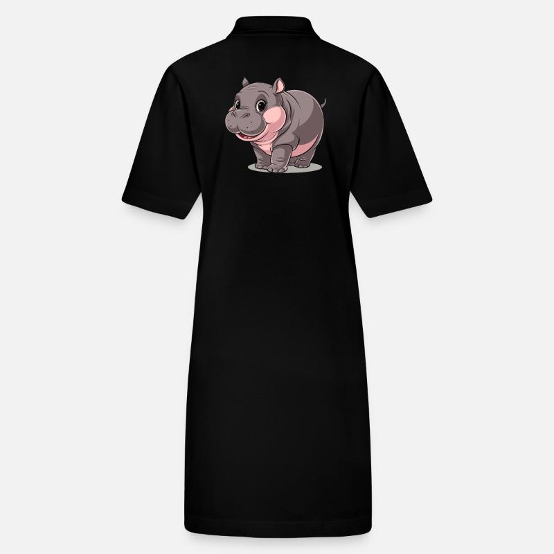 Mignon Moo Deng hippopotame motif de dessin animé Robe polo bio PAIGER Stanley/Stella Femme