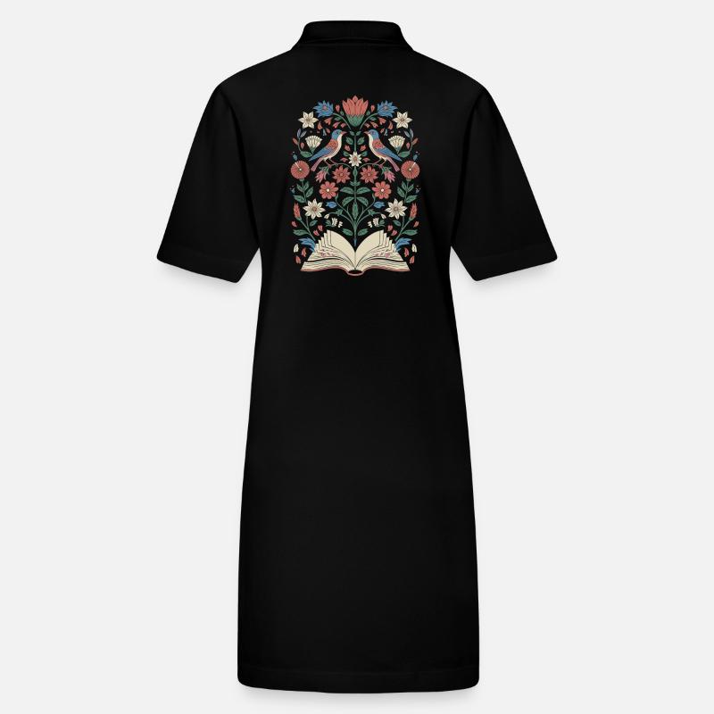 Cottagecore Book Flowers Birds Magic Stanley/Stella PAIGER Organic Women’s Polo Dress