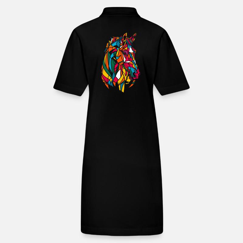 Cheval graphique coloré géométrique de la ferme Robe polo bio PAIGER Stanley/Stella Femme