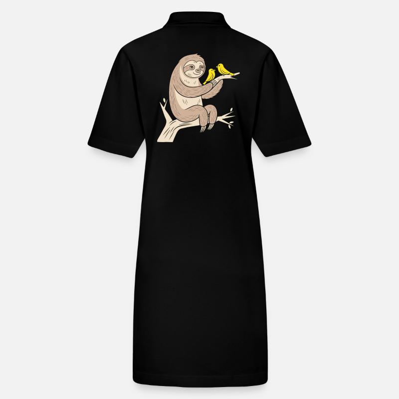 Cozy sloth with birds illustration Stanley/Stella PAIGER Organic Women’s Polo Dress