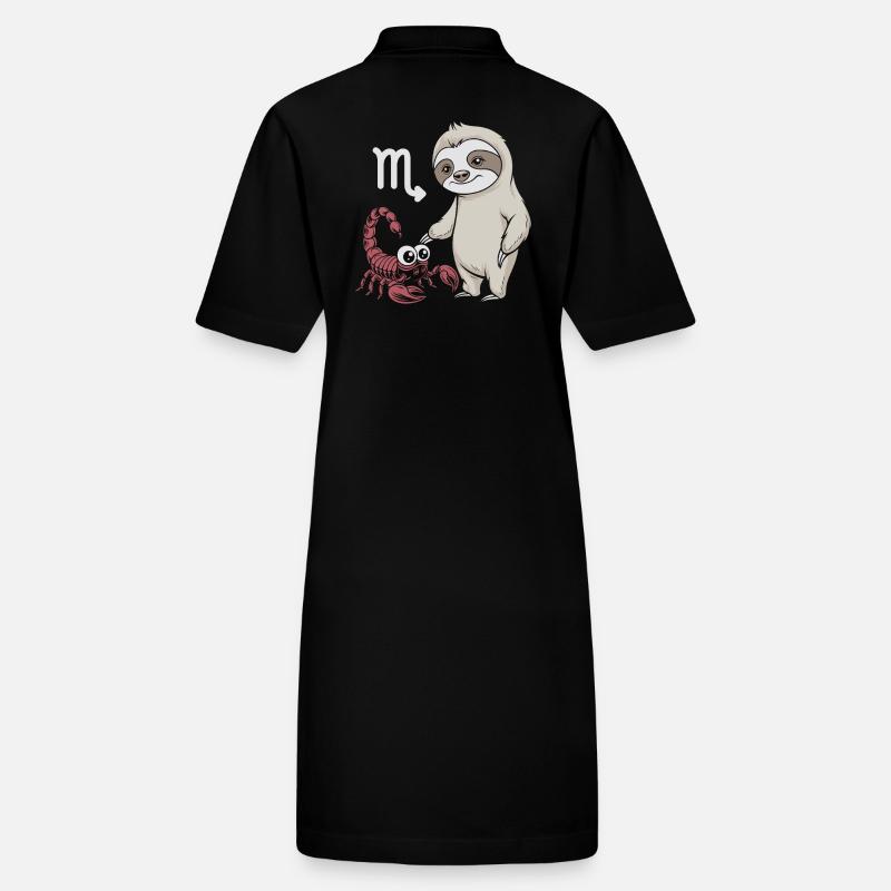 Skorpion Sternzeichen Faultier trifft niedlichen Stanley/Stella Frauen Bio-Polokleid PAIGER