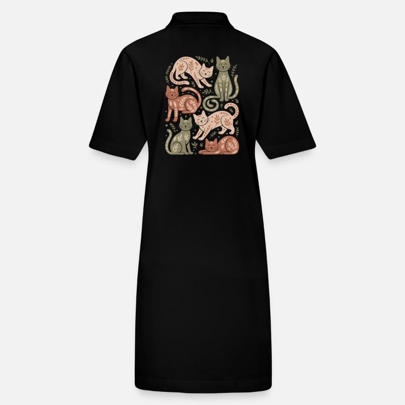 Katzenmuster Mit Blattmotiven Stanley/Stella Frauen Bio-Polokleid PAIGER
