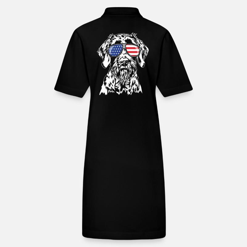 German Wirehaired America Flag Dogs Wilsigns Stanley/Stella PAIGER Organic Women’s Polo Dress