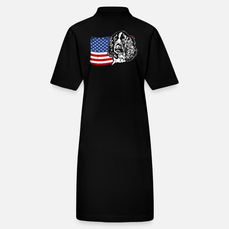 Épagneul Springer Anglais Drapeau de l’Amérique Wilsigns Robe polo bio PAIGER Stanley/Stella Femme