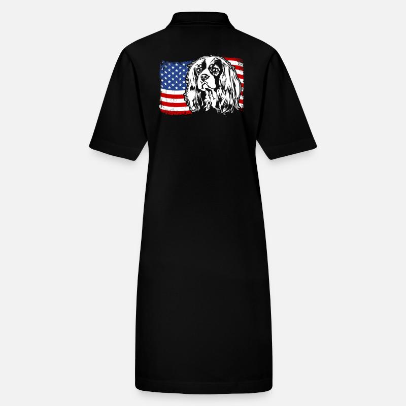 Cavalier King Charles Spaniel Drapeau de l’Amérique des États-Unis Robe polo bio PAIGER Stanley/Stella Femme