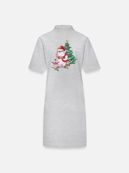 Schwein Bescherung Nikolaus Weihnachten Skater - Stanley/Stella Frauen Bio-Polokleid PAIGER - Schwarz - Hinten