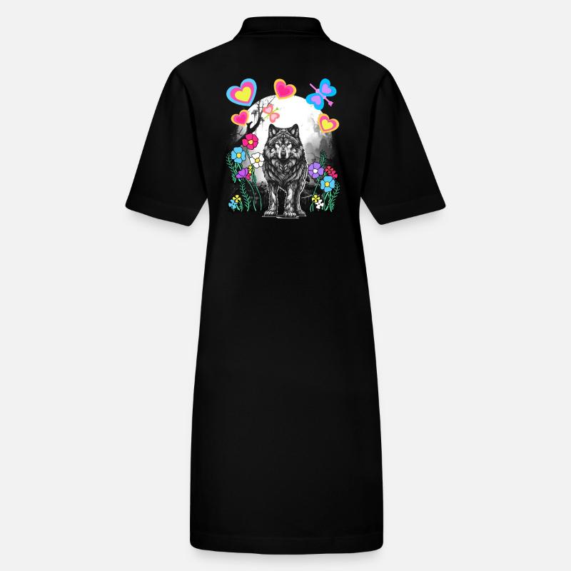 Retro Wolf Wölfe Märchen Märchenfigur Vintage Stanley/Stella Frauen Bio-Polokleid PAIGER