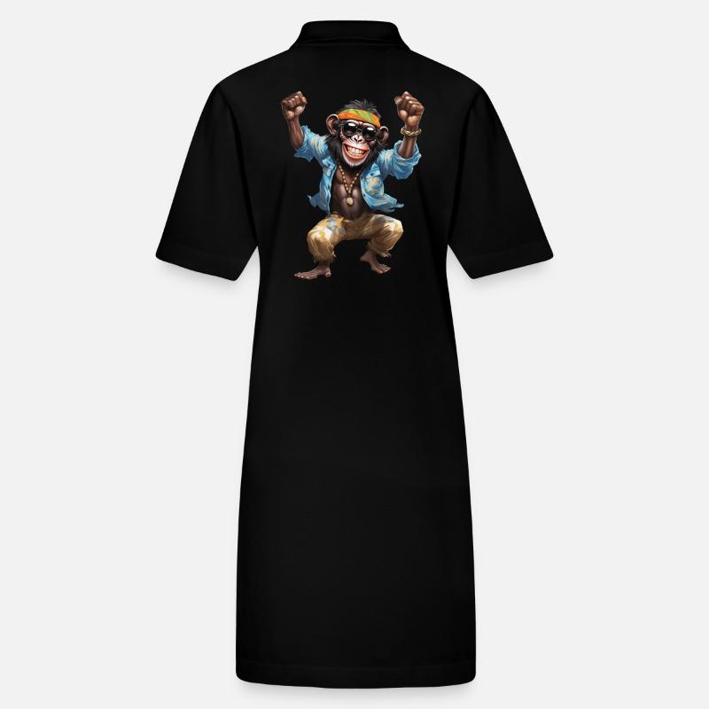 crazy hippie chimpanzee monkey with sunglasses Stanley/Stella PAIGER Organic Women’s Polo Dress