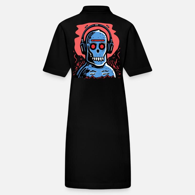 Zombie monkey with blue headphones Stanley/Stella PAIGER Organic Women’s Polo Dress