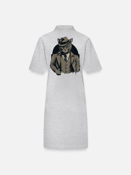 1920er Gangster Katze Anführer einer Katzen Gang - Stanley/Stella Frauen Bio-Polokleid PAIGER - Schwarz - Hinten