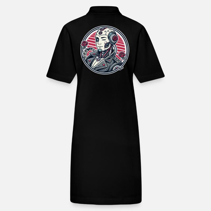 Schöner Cyborg-Dandy mit Rosen Stanley/Stella Frauen Bio-Polokleid PAIGER