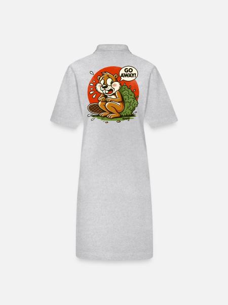 Squirrel takes a break behind bush, Go away! - Stanley/Stella PAIGER Organic Women’s Polo Dress - black - Back