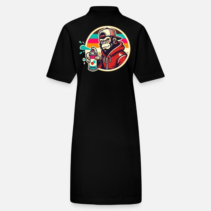 Graffiti Gorilla mit Spraydose Stanley/Stella Frauen Bio-Polokleid PAIGER