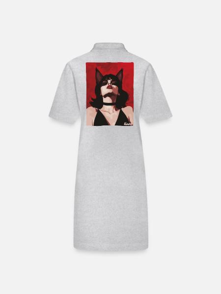 Seductive woman with cat ears - Stanley/Stella PAIGER Organic Women’s Polo Dress - black - Back
