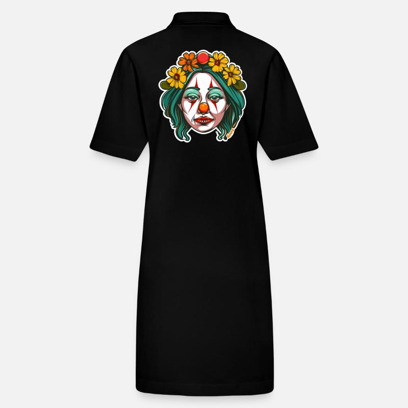 Trauriger Clown mit Blumenkranz Stanley/Stella Frauen Bio-Polokleid PAIGER