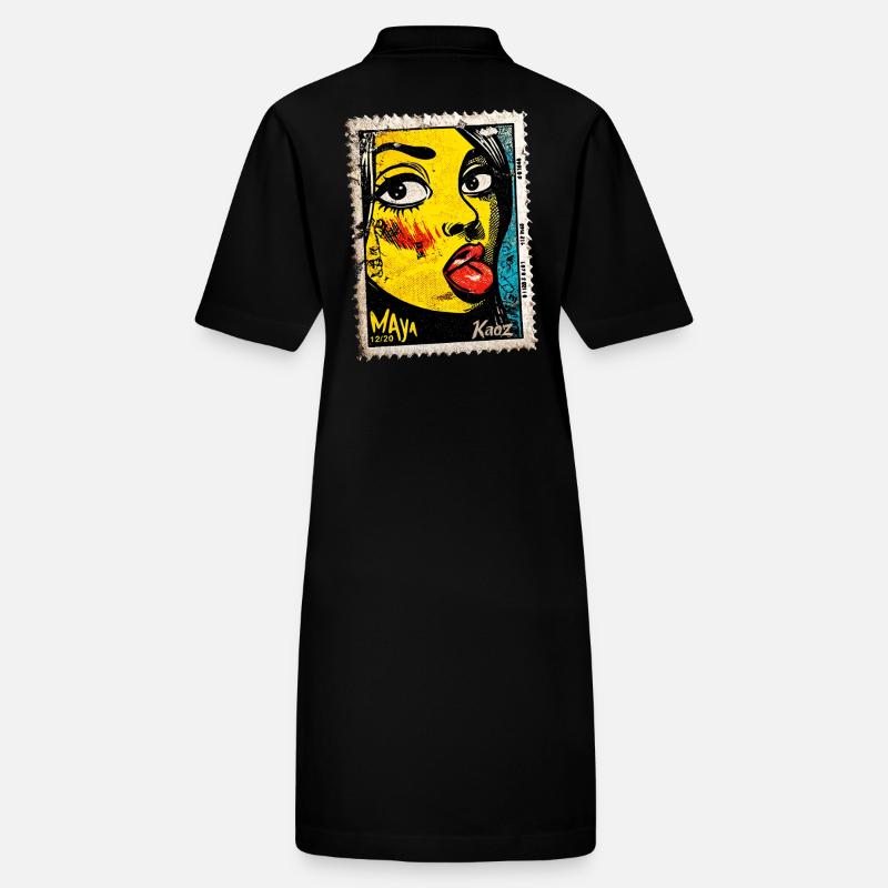 Femme Pop Art coquine avec langue sur timbre-poste Robe polo bio PAIGER Stanley/Stella Femme