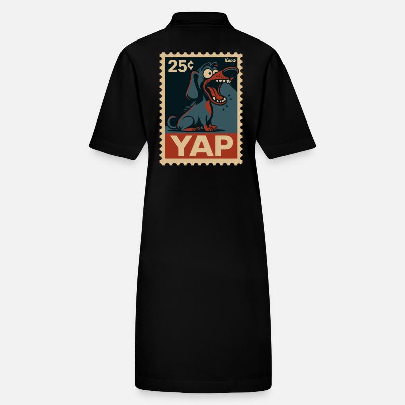 Teckel comique sur timbre-poste avec Yap Robe polo bio PAIGER Stanley/Stella Femme