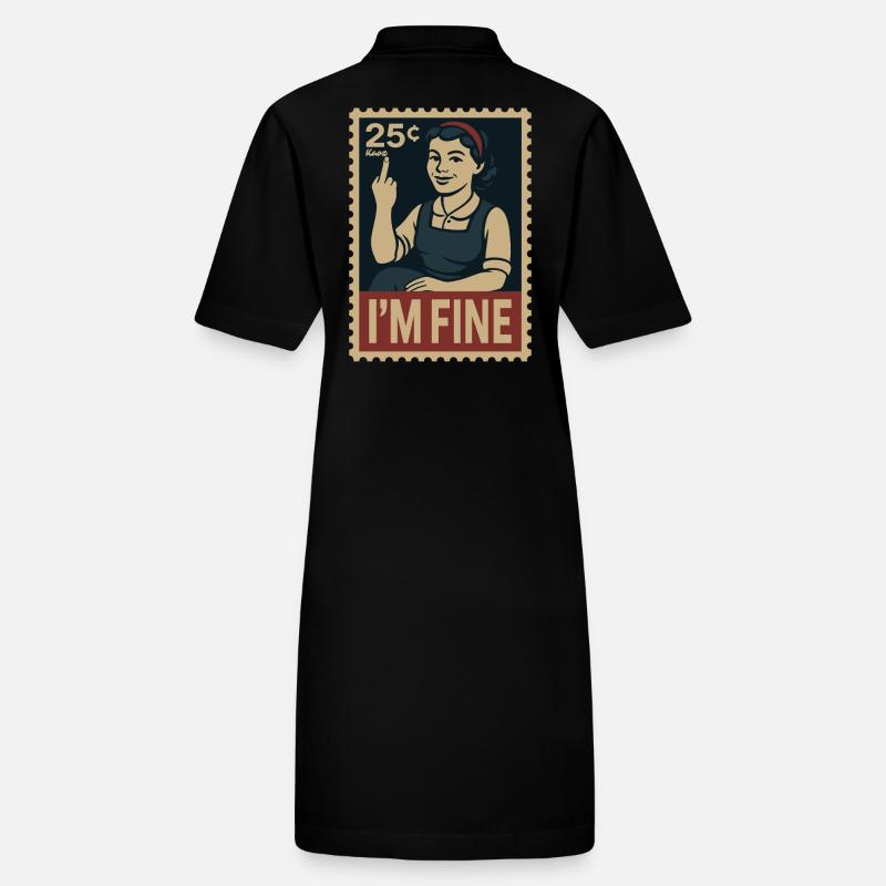 Frau mit Mittelfinger und Text „Mir geht es gut“ Stanley/Stella Frauen Bio-Polokleid PAIGER
