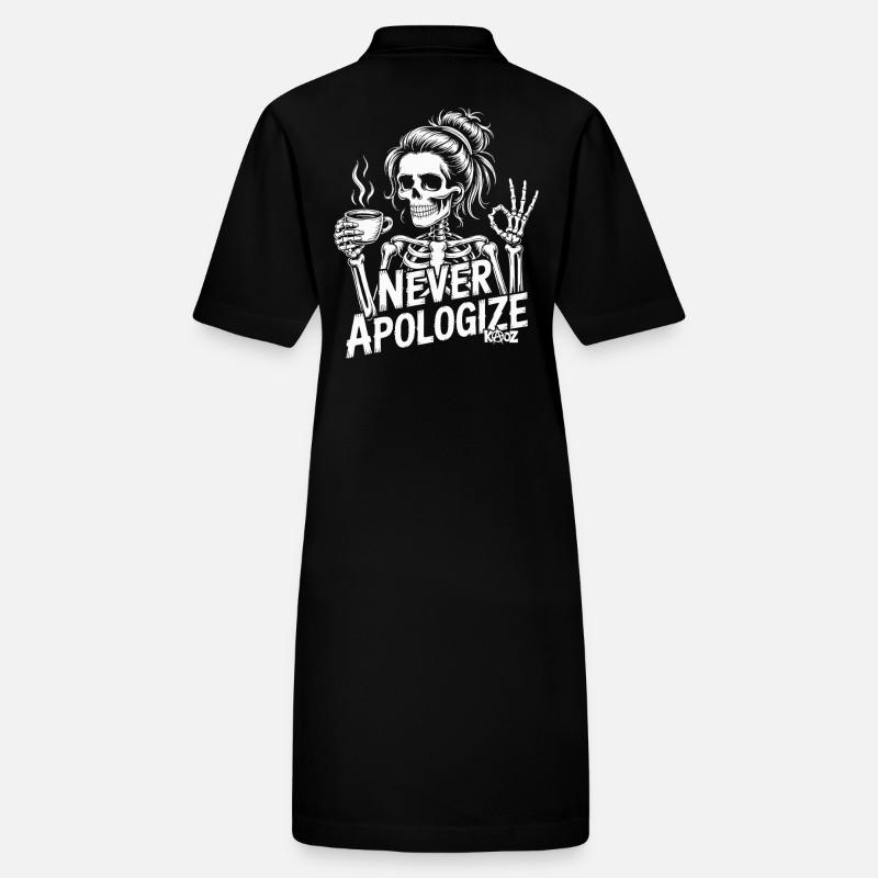 Skelettfrau mit Kaffee und OK-Handzeichen Stanley/Stella Frauen Bio-Polokleid PAIGER