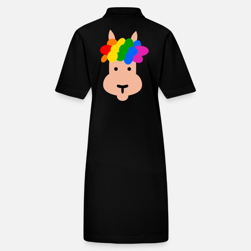 Lama mit Regenbogen Frisur Stanley/Stella Frauen Bio-Polokleid PAIGER