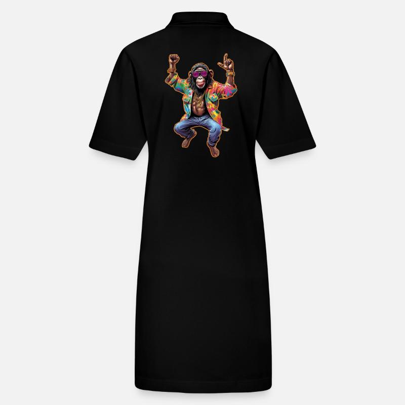 singe dansant heureux dans le style hippie avec des lunettes Robe polo bio PAIGER Stanley/Stella Femme
