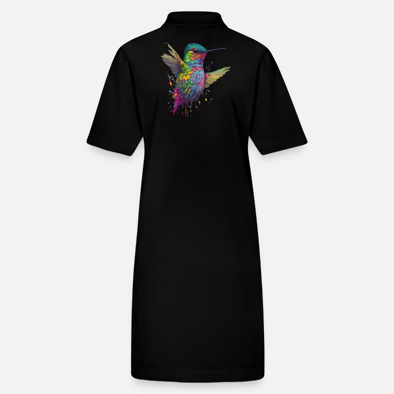 Color Explosion Hummingbird Artwork Stanley/Stella PAIGER Organic Women’s Polo Dress