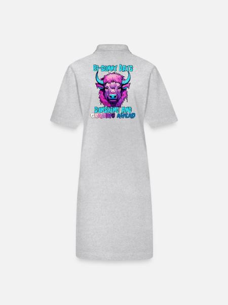 Bison et journées ensoleillées de pâturage estival fou - Robe polo bio PAIGER Stanley/Stella Femme - noir - Dos