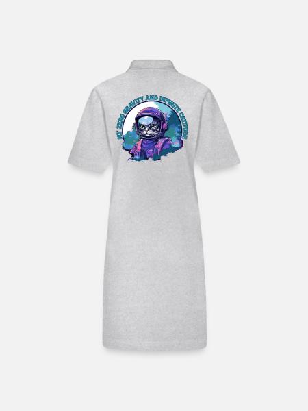 Selbstbewusste bengalische Astronautenkatze - Stanley/Stella Frauen Bio-Polokleid PAIGER - Schwarz - Hinten