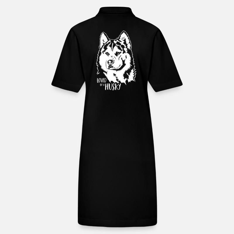 Loved by a Husky Hundespruch Hunde Wilsigns Stanley/Stella Frauen Bio-Polokleid PAIGER