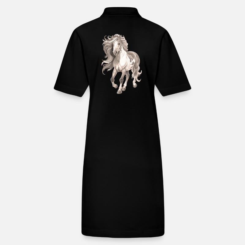 Motif cheval crinière longue Robe polo bio PAIGER Stanley/Stella Femme