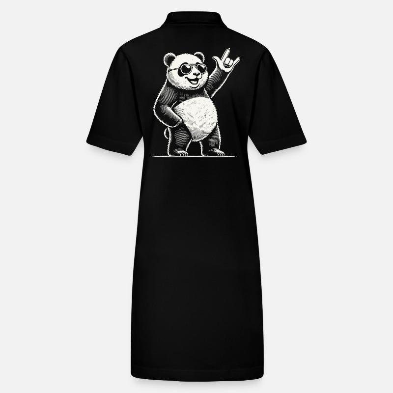 Panda de musique rock rétro avec un geste cool Robe polo bio PAIGER Stanley/Stella Femme