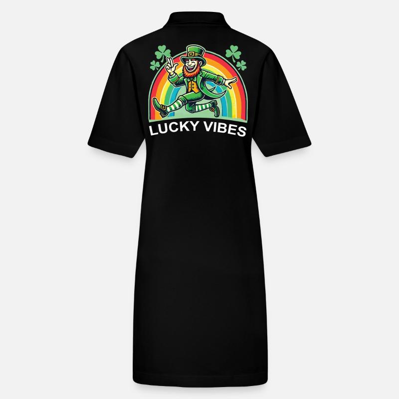 St. Patricks Tag Lucky Vibes Regenbogen Stanley/Stella Frauen Bio-Polokleid PAIGER