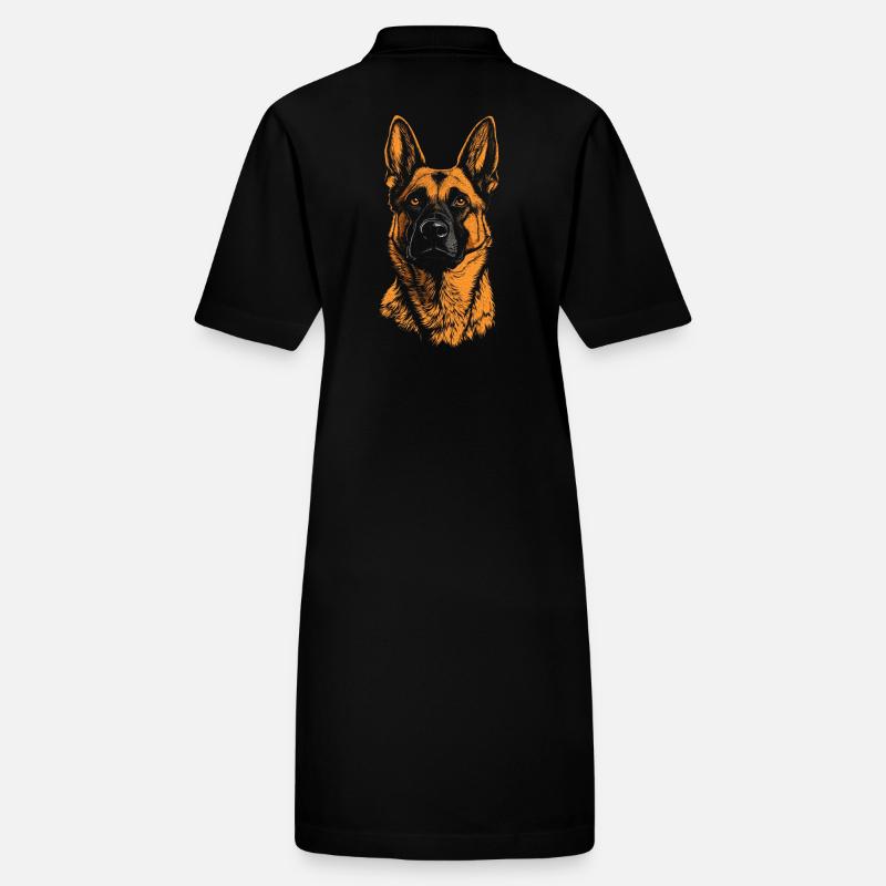 Belgischer Schäferhund Malinois Portrait Hunde Stanley/Stella Frauen Bio-Polokleid PAIGER