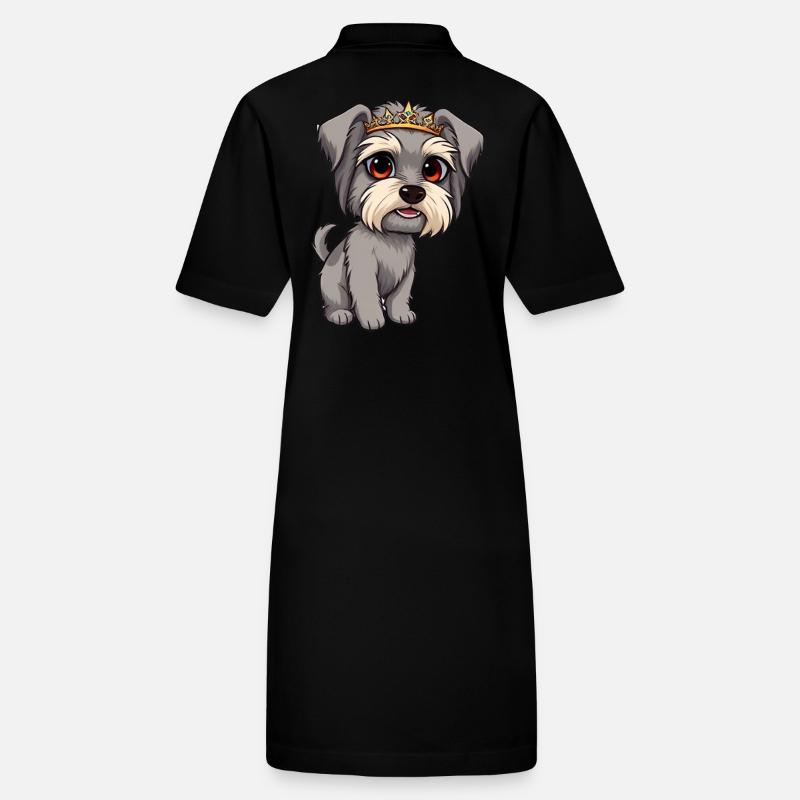 Terrier tibétain - Chien gris avec couronne Dessin animé Robe polo bio PAIGER Stanley/Stella Femme