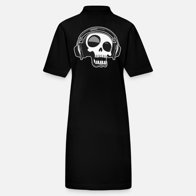 Retro Schädel mit Kopfhörern Art Design Stanley/Stella Frauen Bio-Polokleid PAIGER