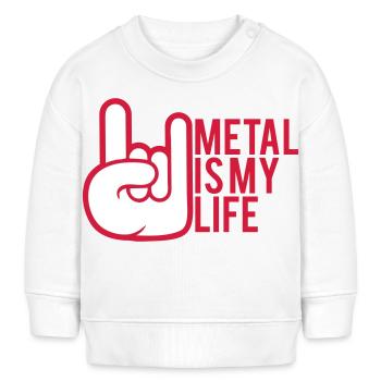 Metal Is My Life Hard Rock Cornes Bande Dessinée Geste de la Main - Sweat bébé bio Stanley/Stella - blanc - Devant