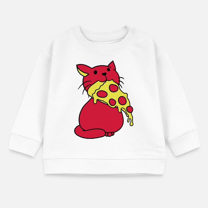 Chat mangeant du salami Pizza Faim Restauration rapide Sweat bébé bio Stanley/Stella
