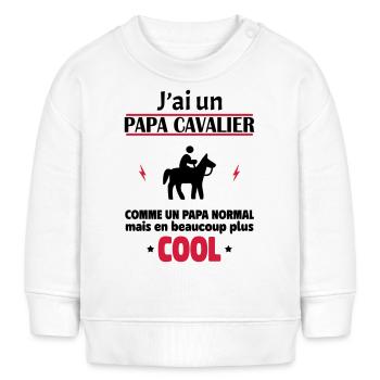 J'ai un papa cavalier, cheval, équitation - Sweat bébé bio Stanley/Stella - blanc - Devant