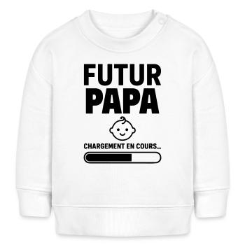 Annonce grossesse Futur papa Bientôt père - Sweat bébé bio Stanley/Stella - blanc - Devant