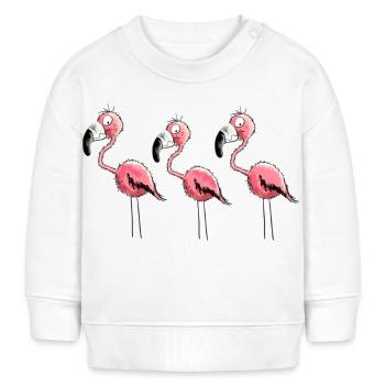 Flamingo Trio - Baby Organic Sweatshirt Baby Changer von Stanley/Stella - Weiß - Vorne