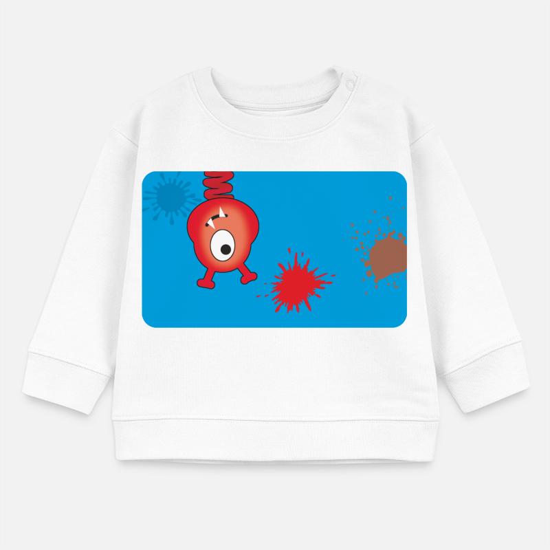 Monstre rouge et éclaboussures de couleur - Bleu Sweat bébé bio Stanley/Stella