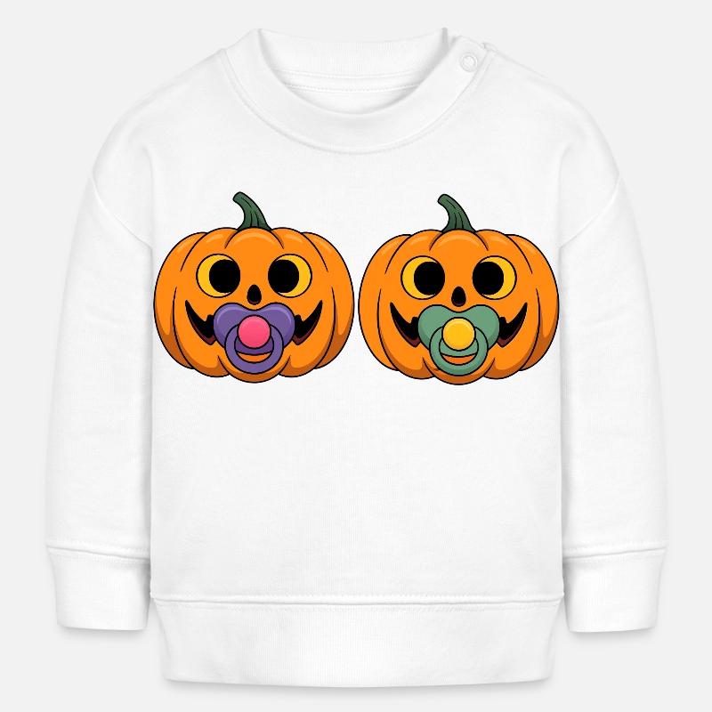 Sucette double citrouille Halloween - Sweat bébé bio Stanley/Stella - blanc