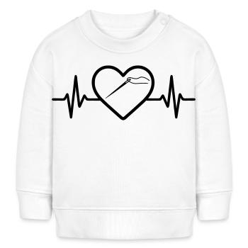 Bobine à coudre Aiguille Ciseaux Coeur - Sweat bébé bio Stanley/Stella - blanc - Devant