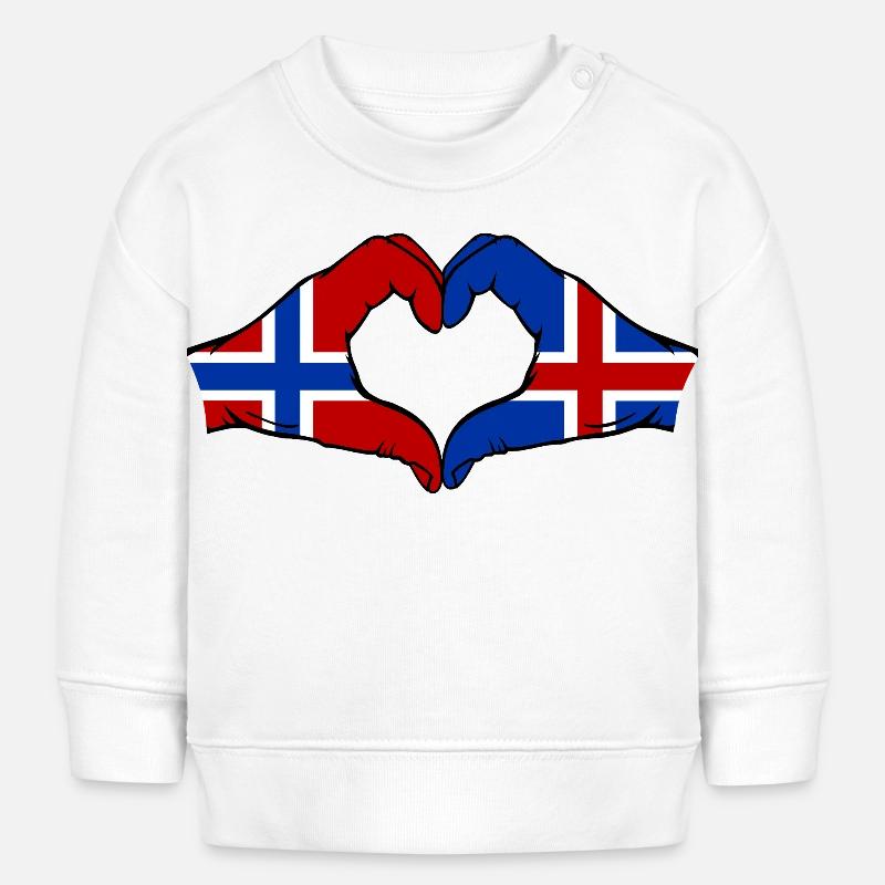 Norvège Islande Drapeau Mains Cœur - Sweat bébé bio Stanley/Stella - blanc