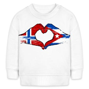 Norwegen Kuba Flagge Hände Herz - Baby Organic Sweatshirt Baby Changer von Stanley/Stella - Weiß - Vorne