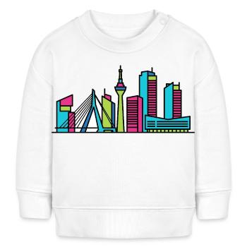 Amsterdam City Skyline Canal beherbergt Linienzeichnungen - Baby Organic Sweatshirt Baby Changer von Stanley/Stella - Weiß - Vorne
