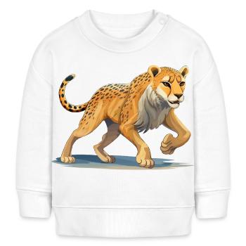 Dynamische Geparden-Illustration - Baby Organic Sweatshirt Baby Changer von Stanley/Stella - Weiß - Vorne