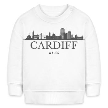 Cardiff Wales, Cardiff Skyline, Cymru - Baby Organic Sweatshirt Baby Changer von Stanley/Stella - Weiß - Vorne